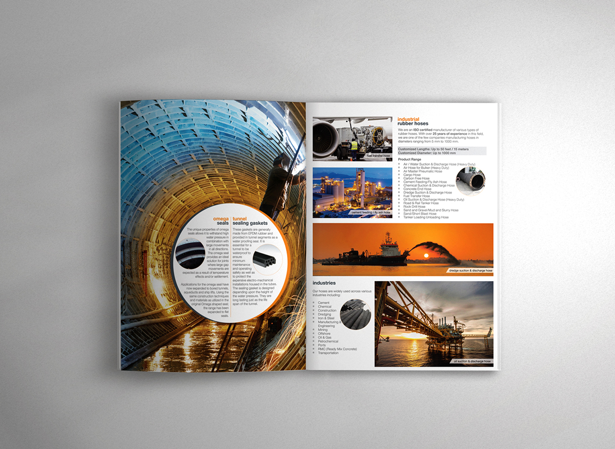 Trident brochure orange engineer technical construction Specialised bridges oil rig buildin