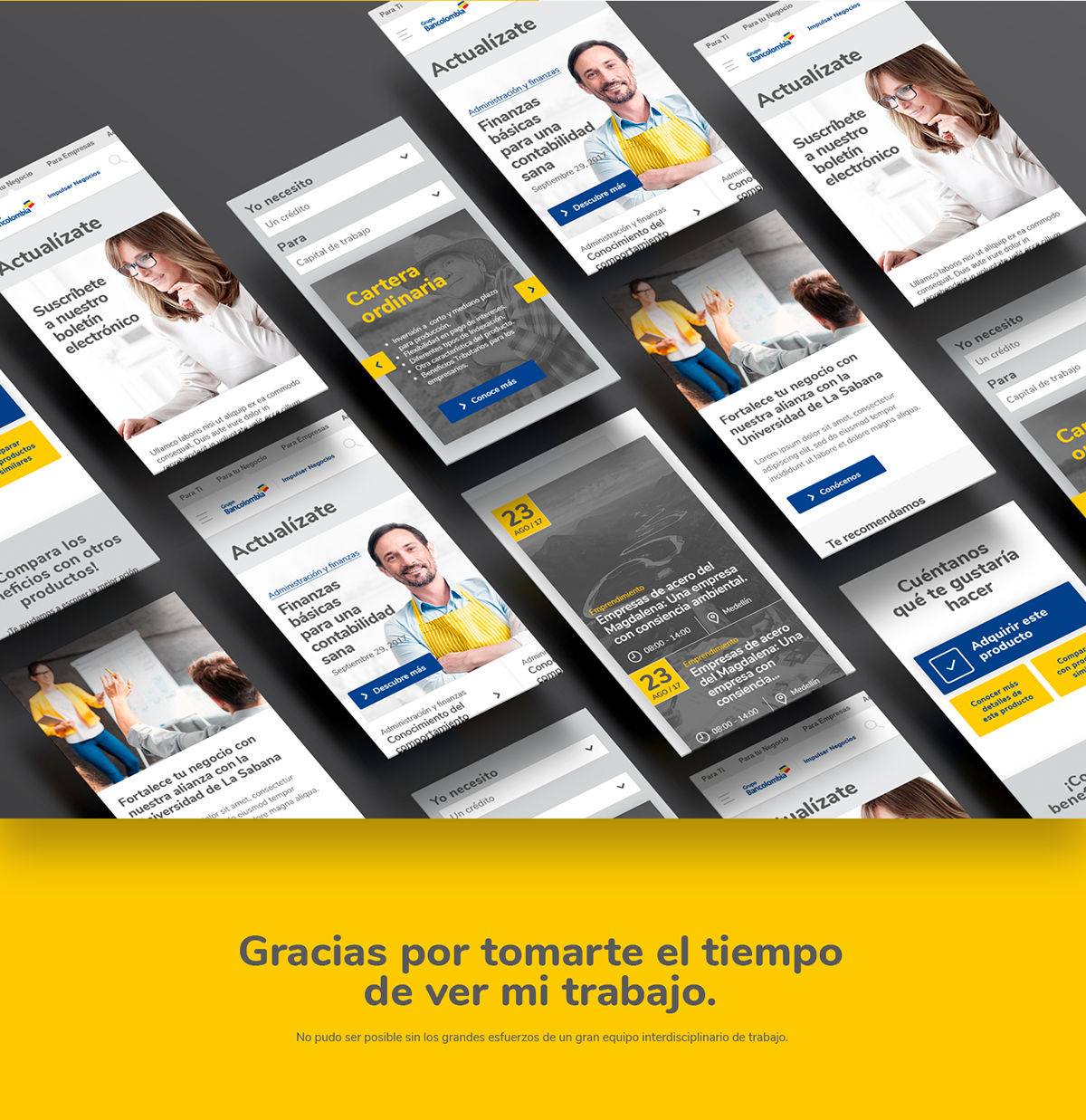 user experience user interface design Bank financial material design bancolombia motion graphics  minimalist yellow