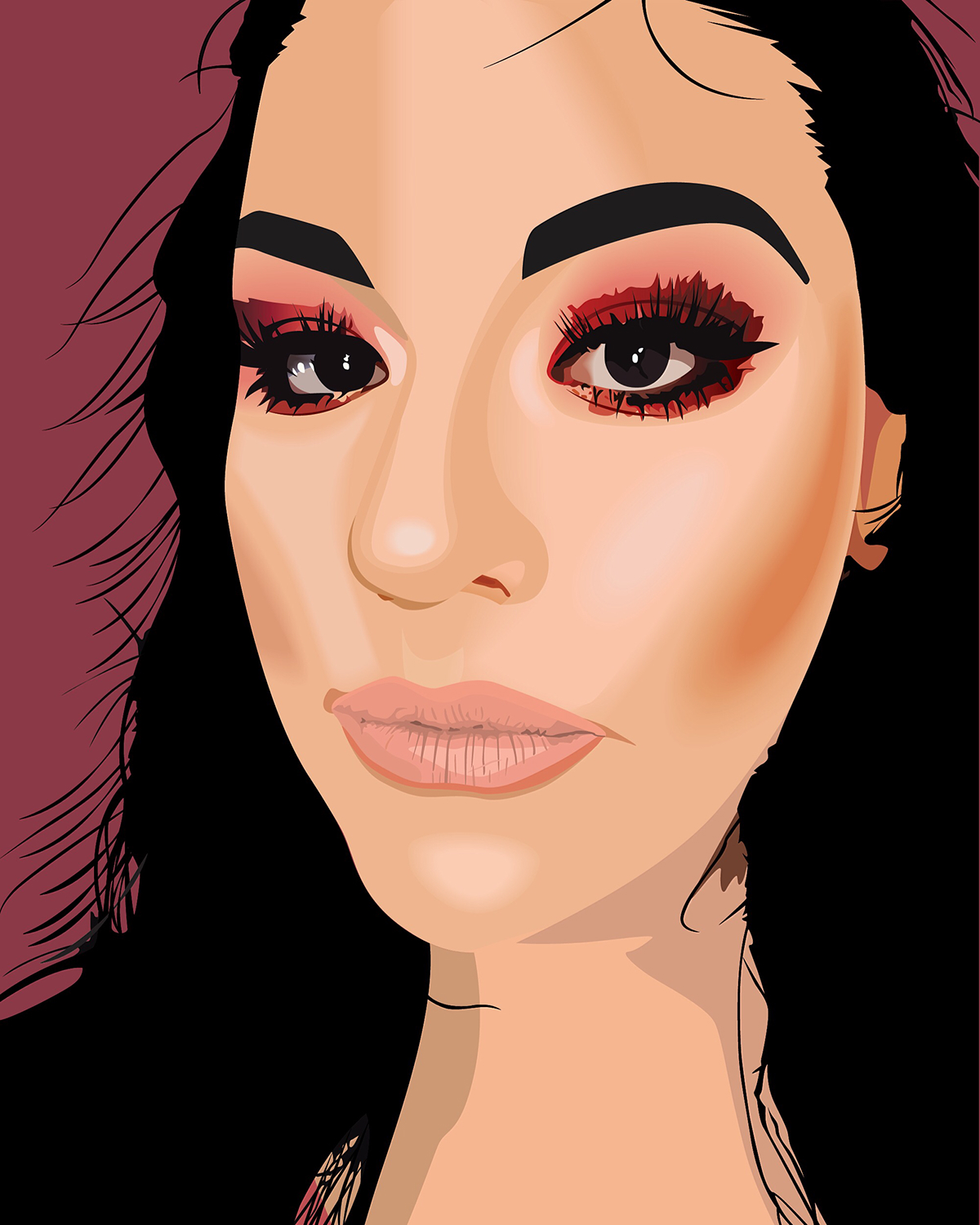 vector portrait makeup blending Illustrator vector art contouring highlighting
