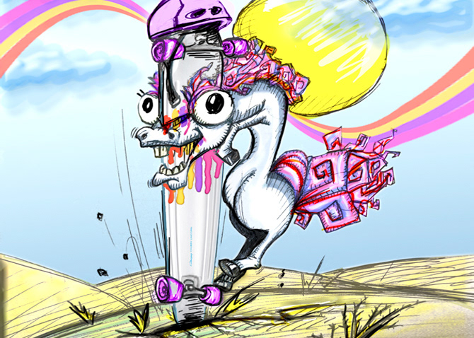 horse  unicorn  longboard  skateboard  boards  Loaded  chubby  Blood   rainbow Low Poly  c4d  Cinema  poster