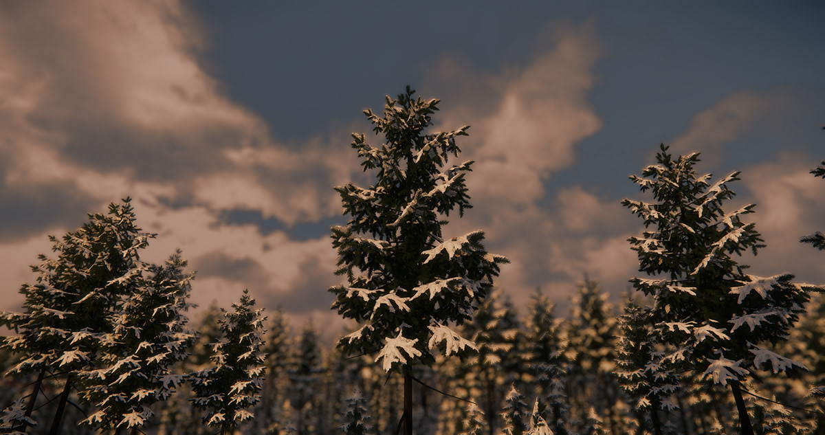 snow snowy Christmas sunset Sunrise gameturtle 3D Landscape Beautiful nice Tree  pine cryengine