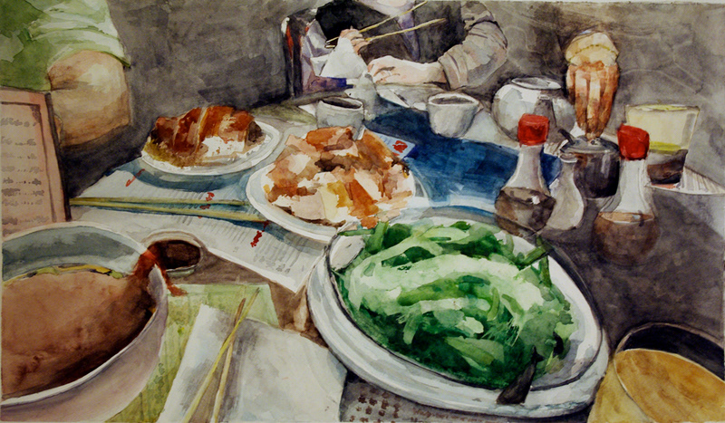 Food  watercolor Chinese Food chinese chinatown MICA Jenny Acosta