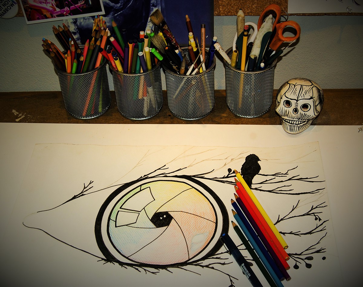 creation eye pencil sketch Pastels manual