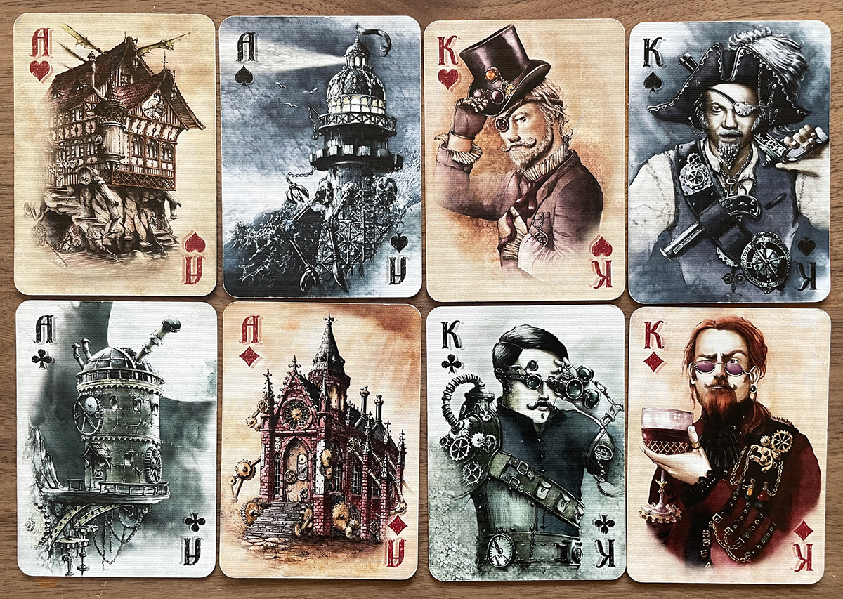 STEAMPUNK game fantasy traditional watercolors hand made elwira pawlikowska Playing Cards Victorian Poker