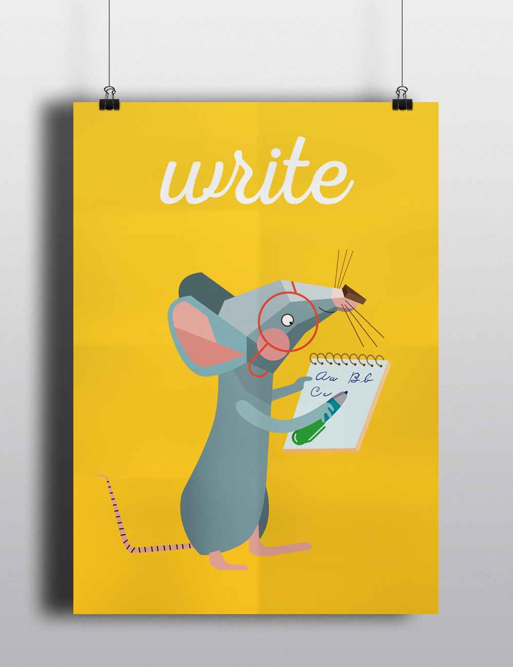 rabbit mouse animal learning kids poster print nursery books vector