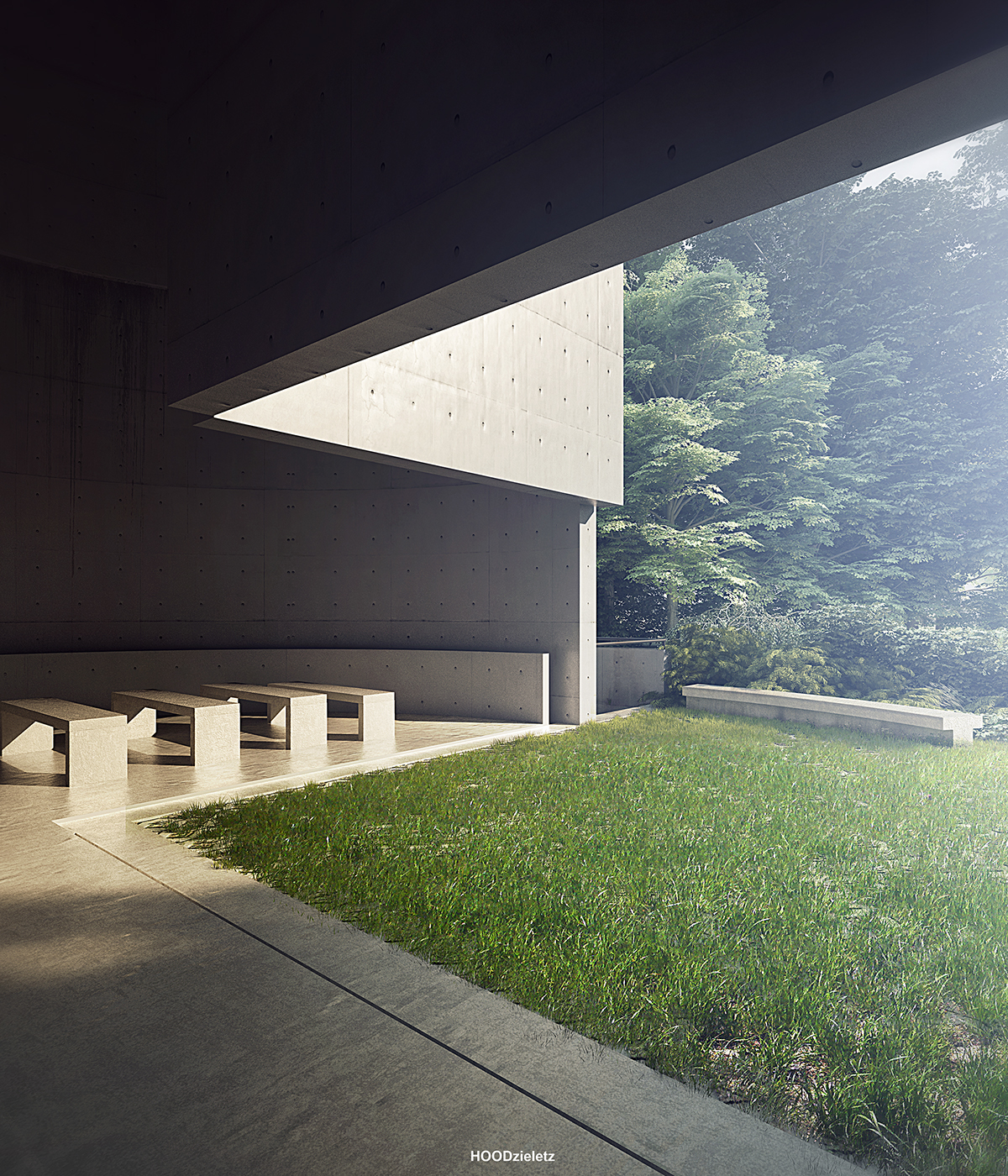 architecture Brutalism concrete V-ray visualization