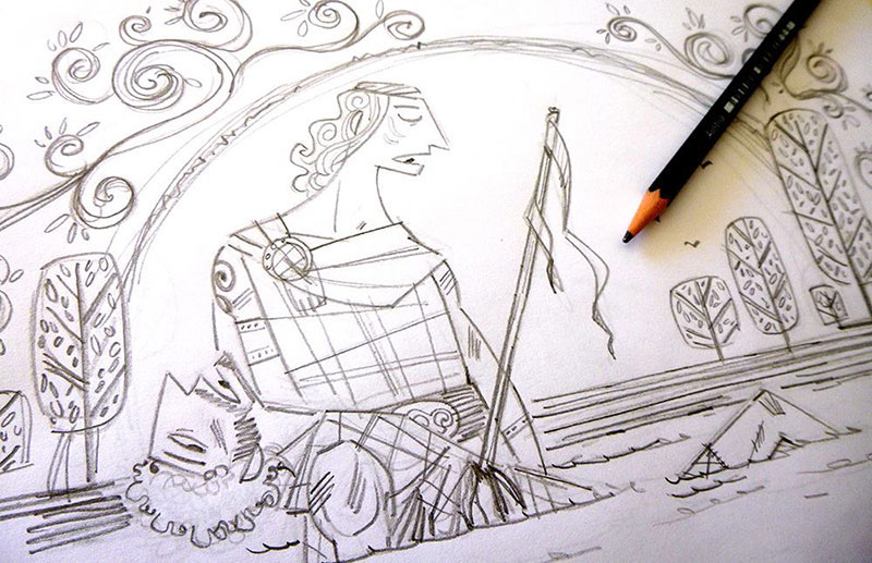 Adobe Portfolio Celtic irish Cu Chulainn warrior folk Folklore battle bull Sword