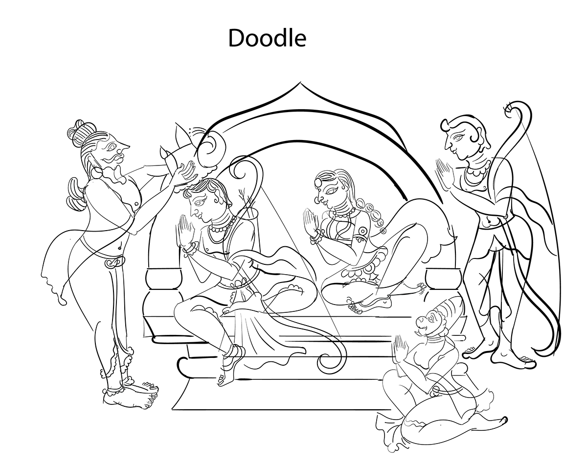 Rough Sketch of Ram Coronation from Ramayana 