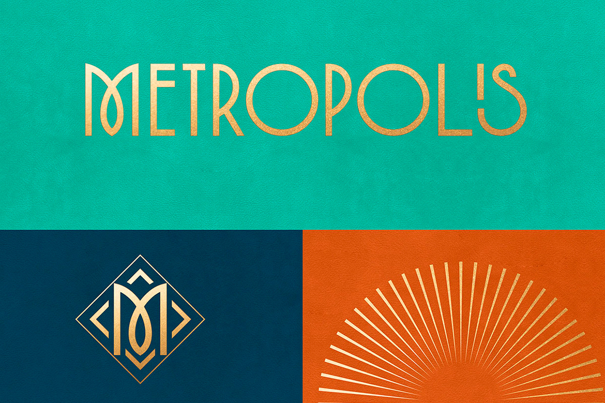 art deco Art Noveau branding  logos metropolis