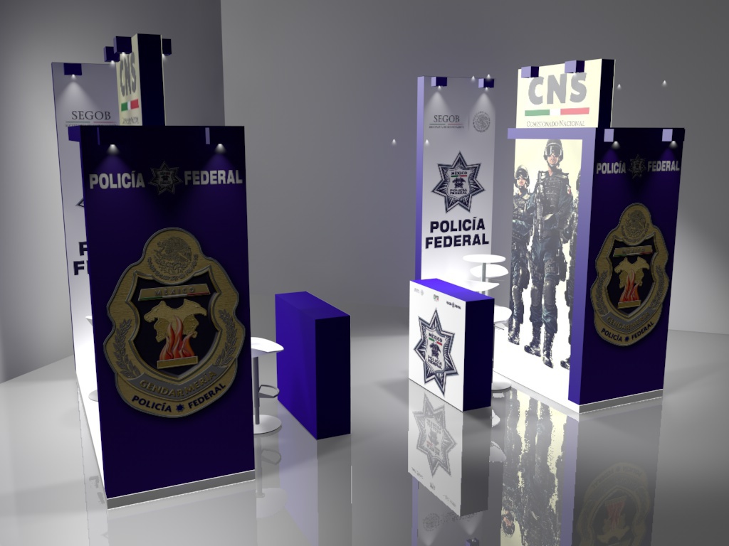 3D Stand cinema 4d photoshop mexico Proteccion civil CDMX UNFDBL