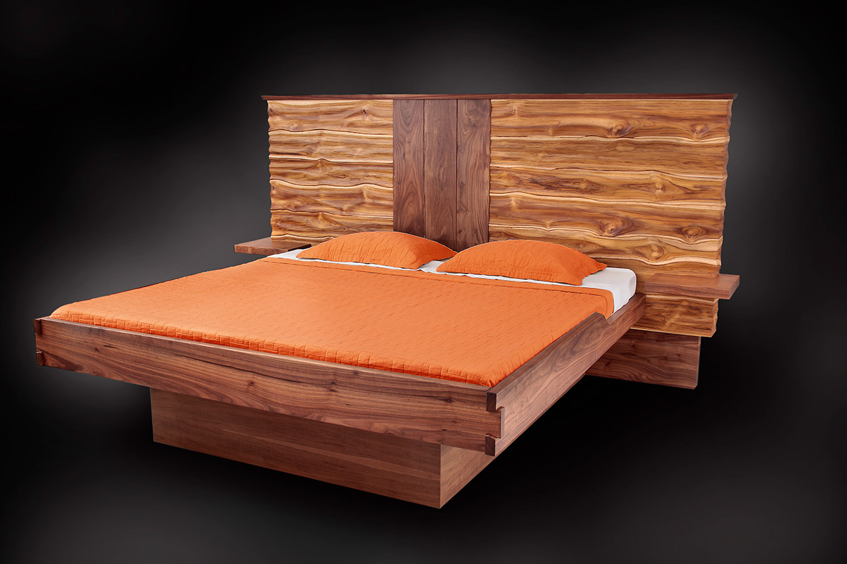 JORY BRIGHAM DESIGN carved  Hand Carved teak walnut bedroom bed organic Sustainable