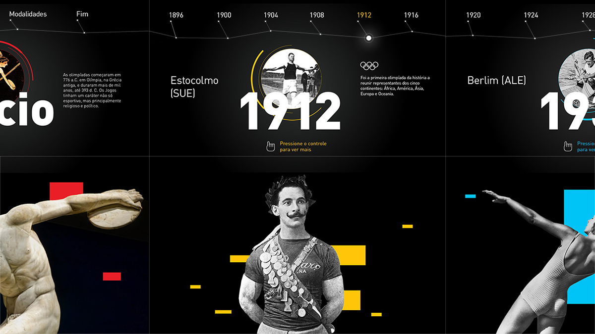 olympic timeline interactive Video wall histoty olympic city museum Museu Cidade Olimpica Rio de Janeiro Brazil dates