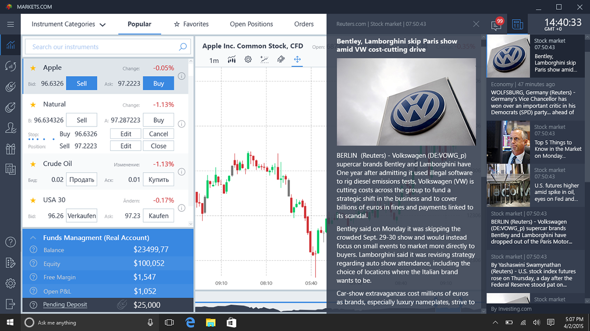UI trading windows10 markets.com