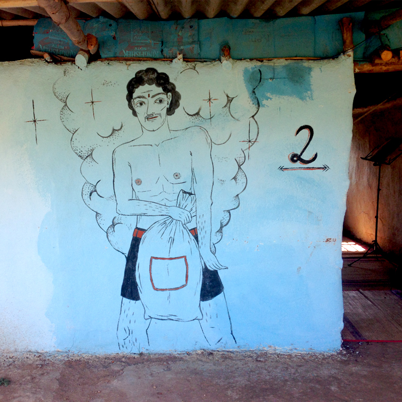 wallpainting wall painting Mural paint hampi India commision woman man asia traveling Backpacking