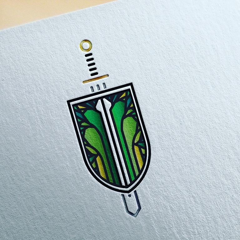 logo logodesign Sword shield graphicdesign vector emerald green brand ILLUSTRATION 