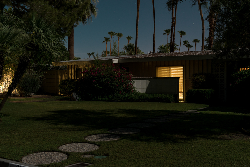 Palm Springs midnight modernism long exposure architectural minimal america mid century California moonlight supermoon.