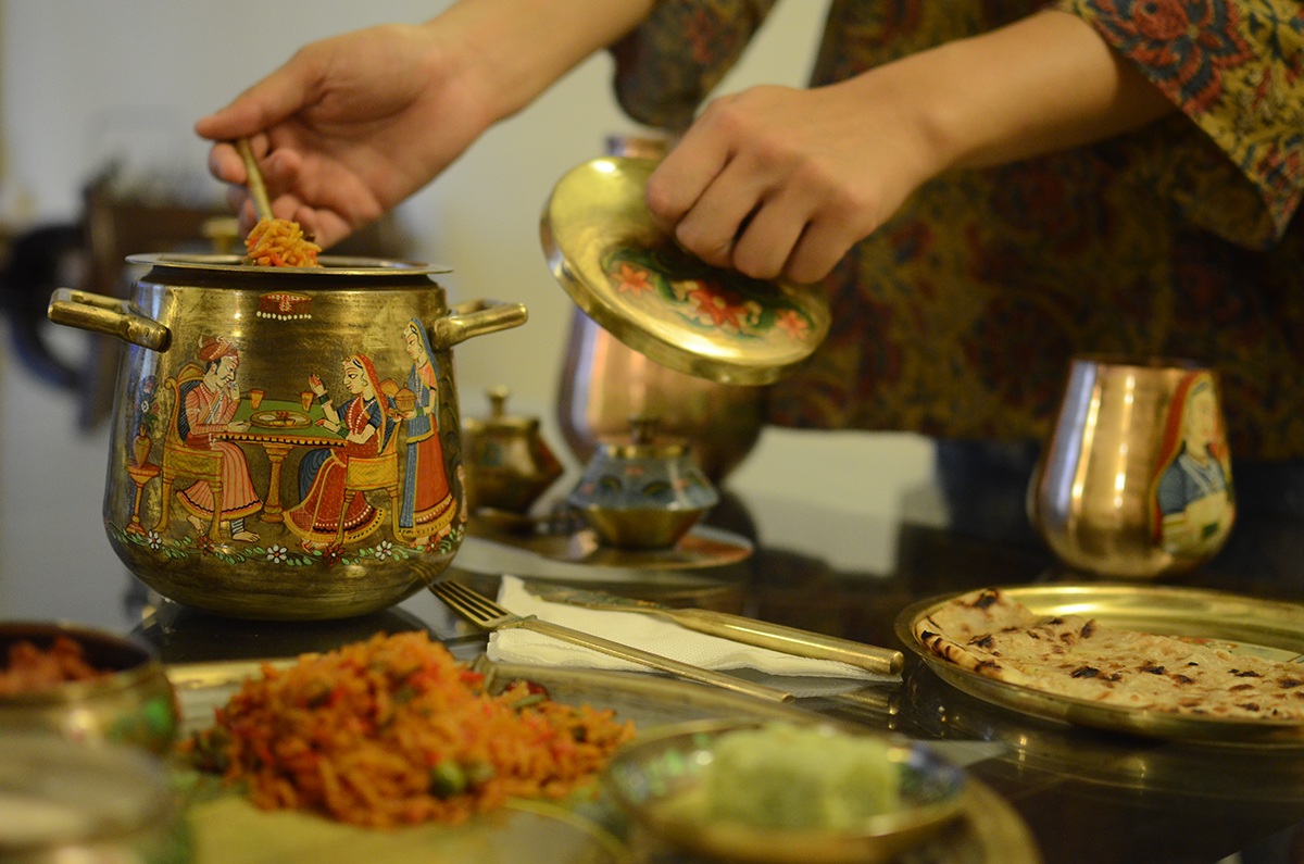 Indian Kitchen traditional utensils Metalware Crafts research ornamentation reintroduce copper brass Handpaint