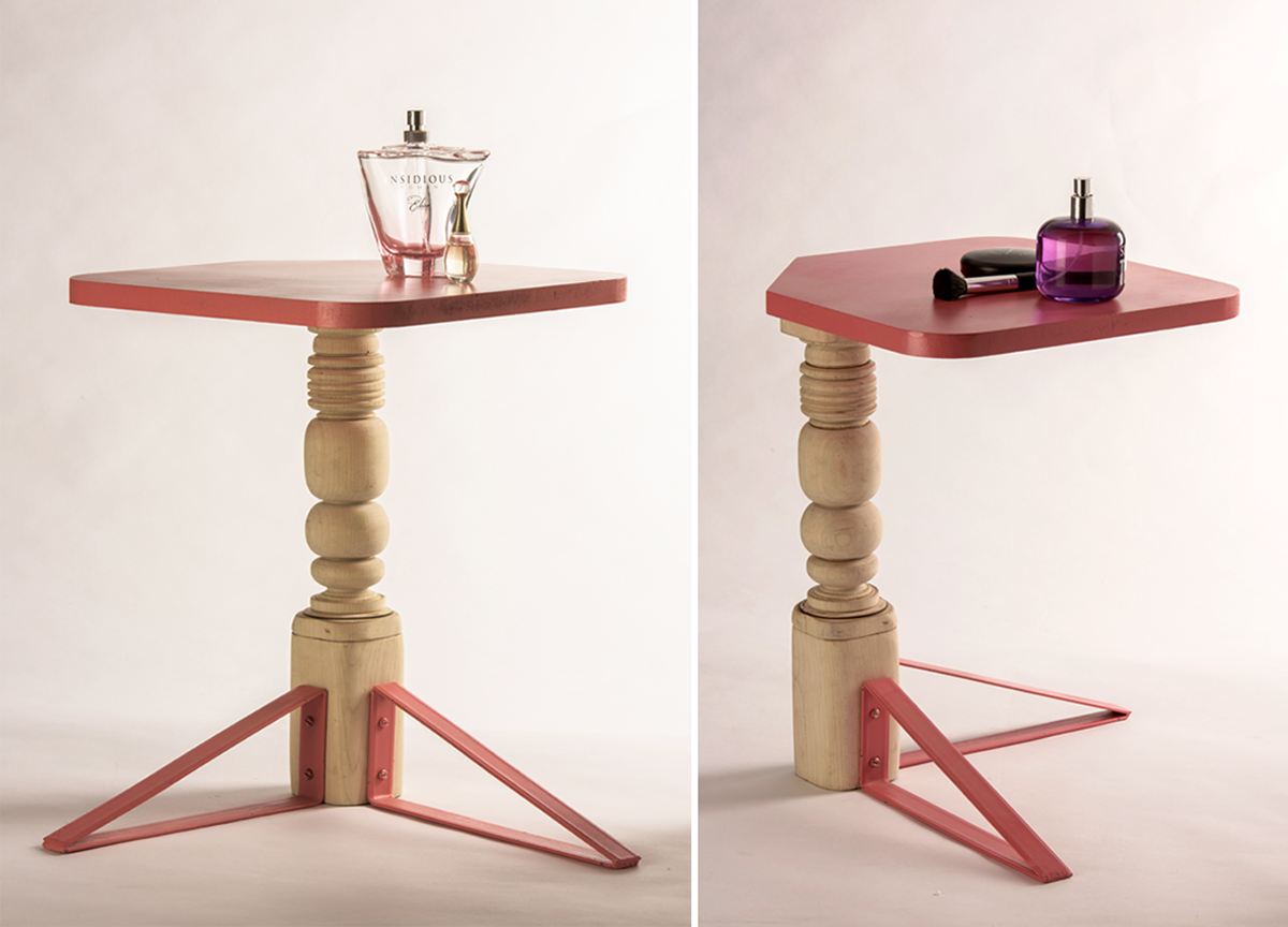 stool storage comfort seating furniture design wood material metal rubberwood Workshop tools Proces table space management