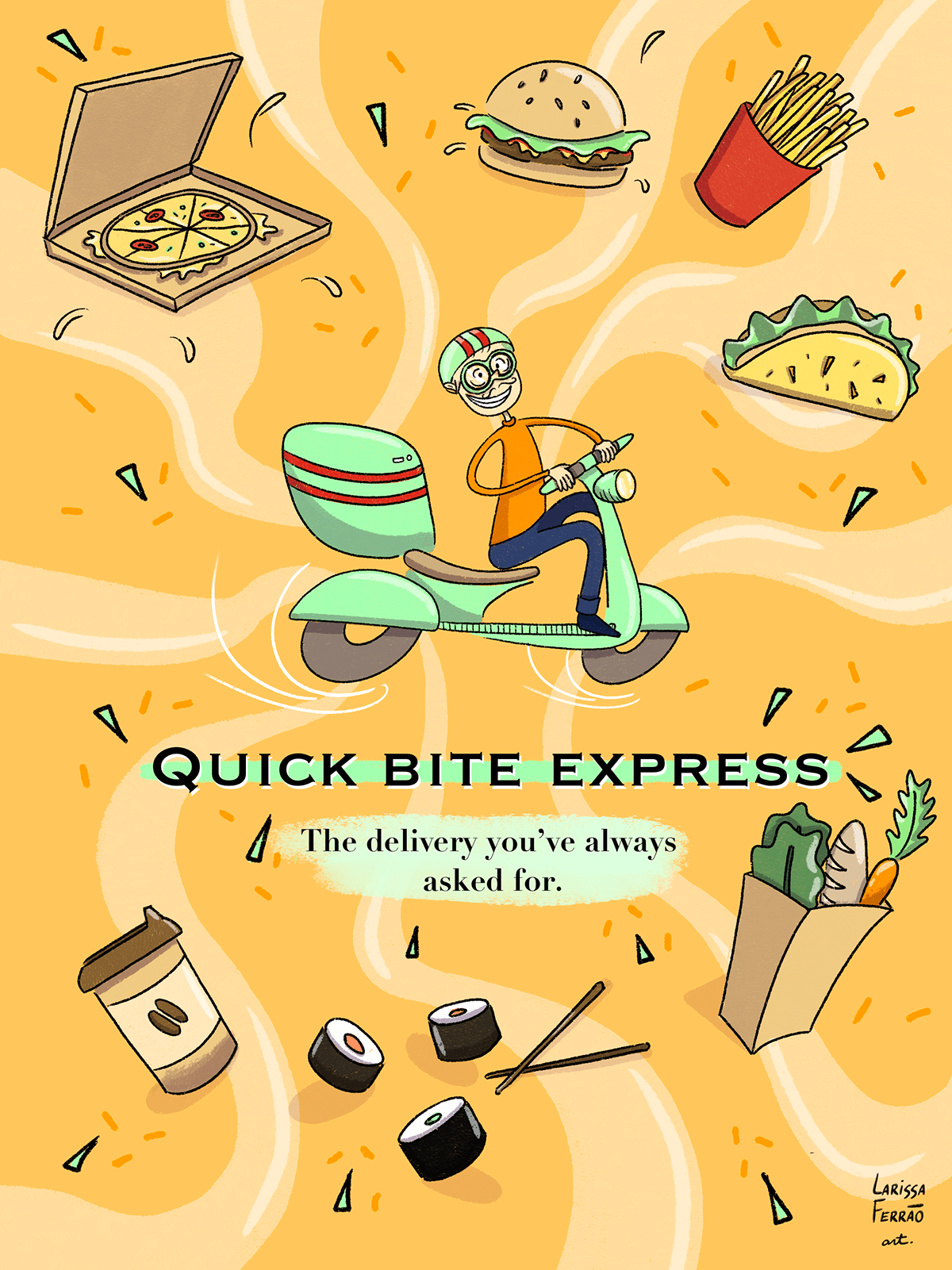 ILLUSTRATION  Advertising  delivery Food  food delivery advertising illustration