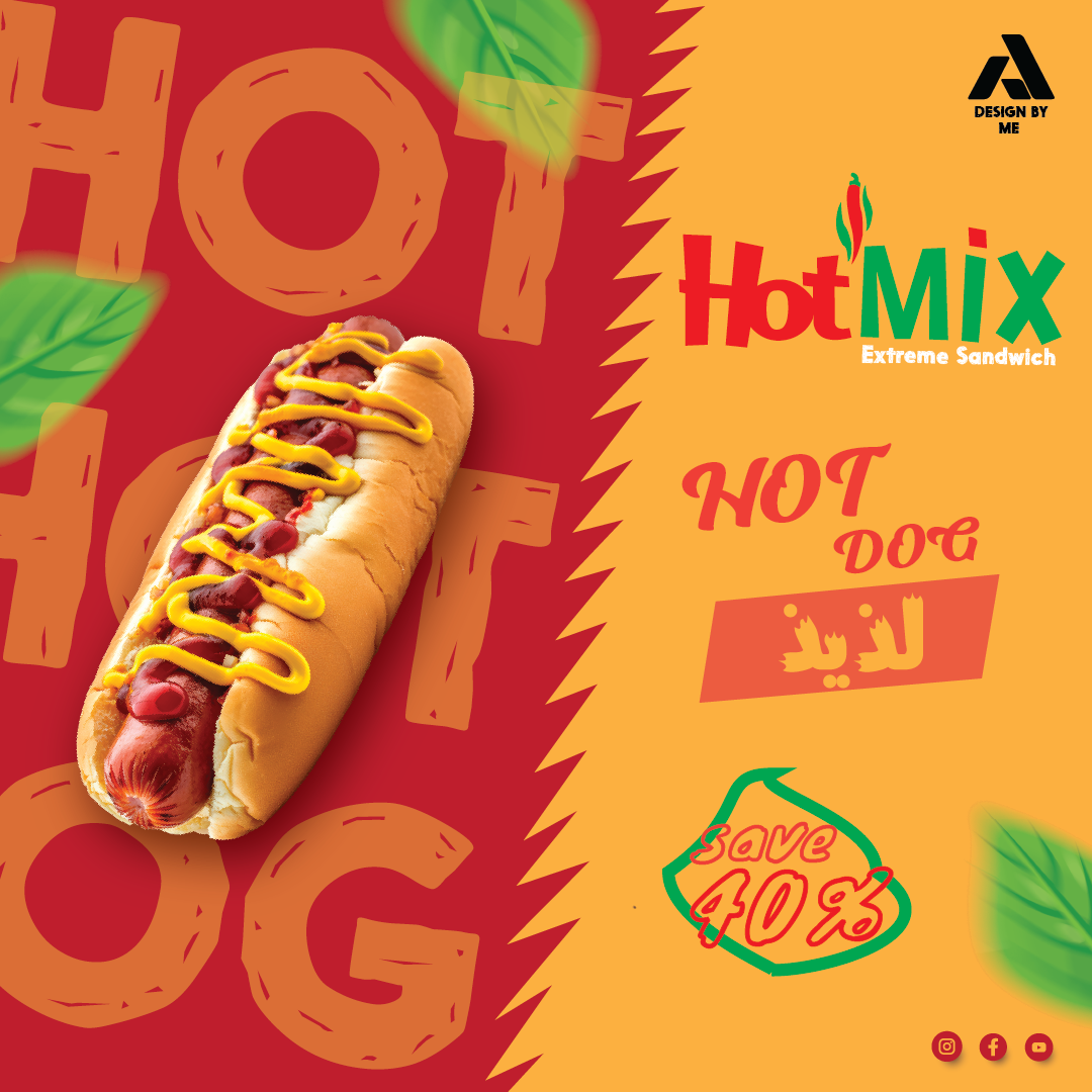 adobe illustrator Graphic Designer Food  burger hotdog instagram Social media post Socialmedia Adobe Photoshop hotmix