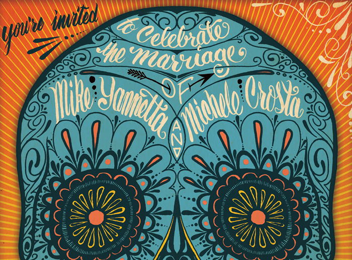 wedding invites type lettering Handlettering DayoftheDead hand drawn