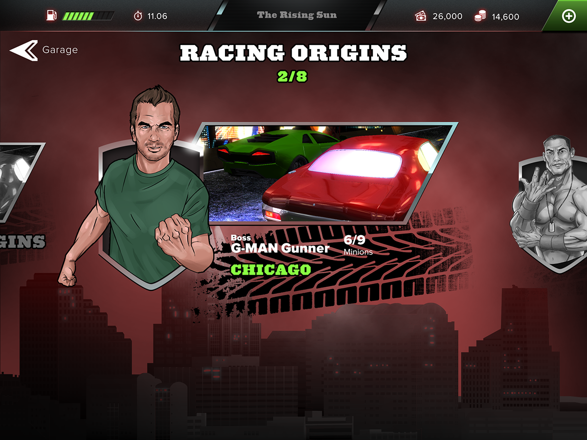 WWE mobile game ios iphone iPad android John Cena Racing Cars social Monetization 3D unity