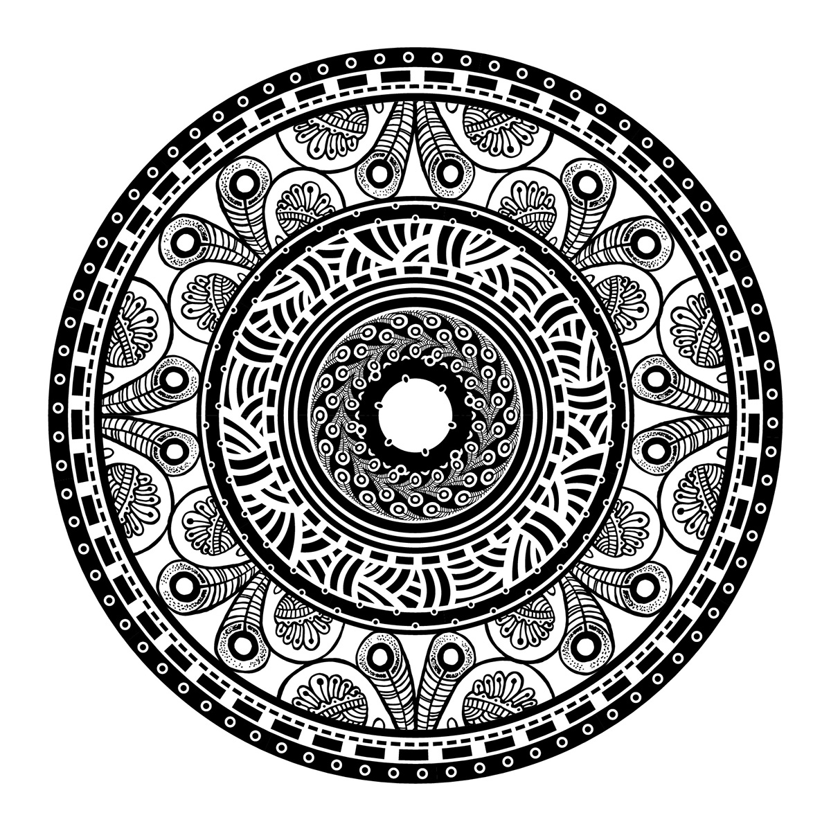 Mandala ilustration ilustrator preto e branco preto branco