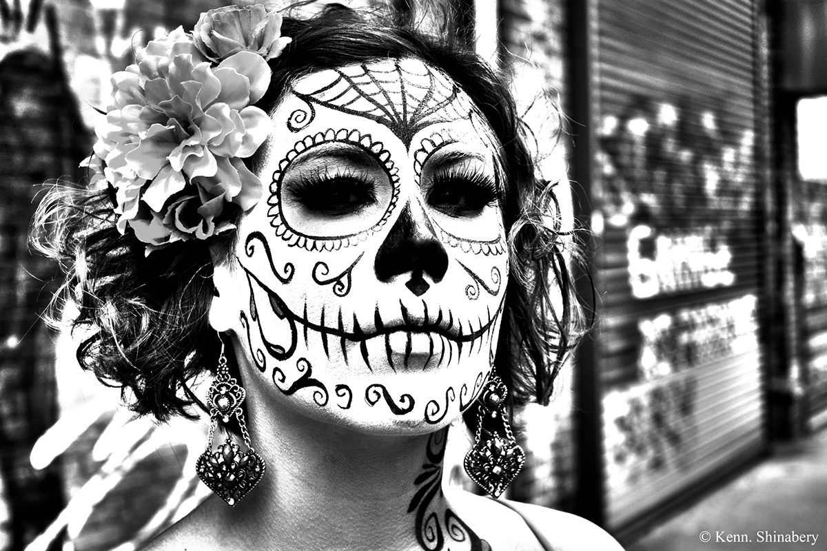 muertos dia de los New York Brooklyn nyc femme fatale skull sexy Hot dark black and white photoshop girl woman Lady