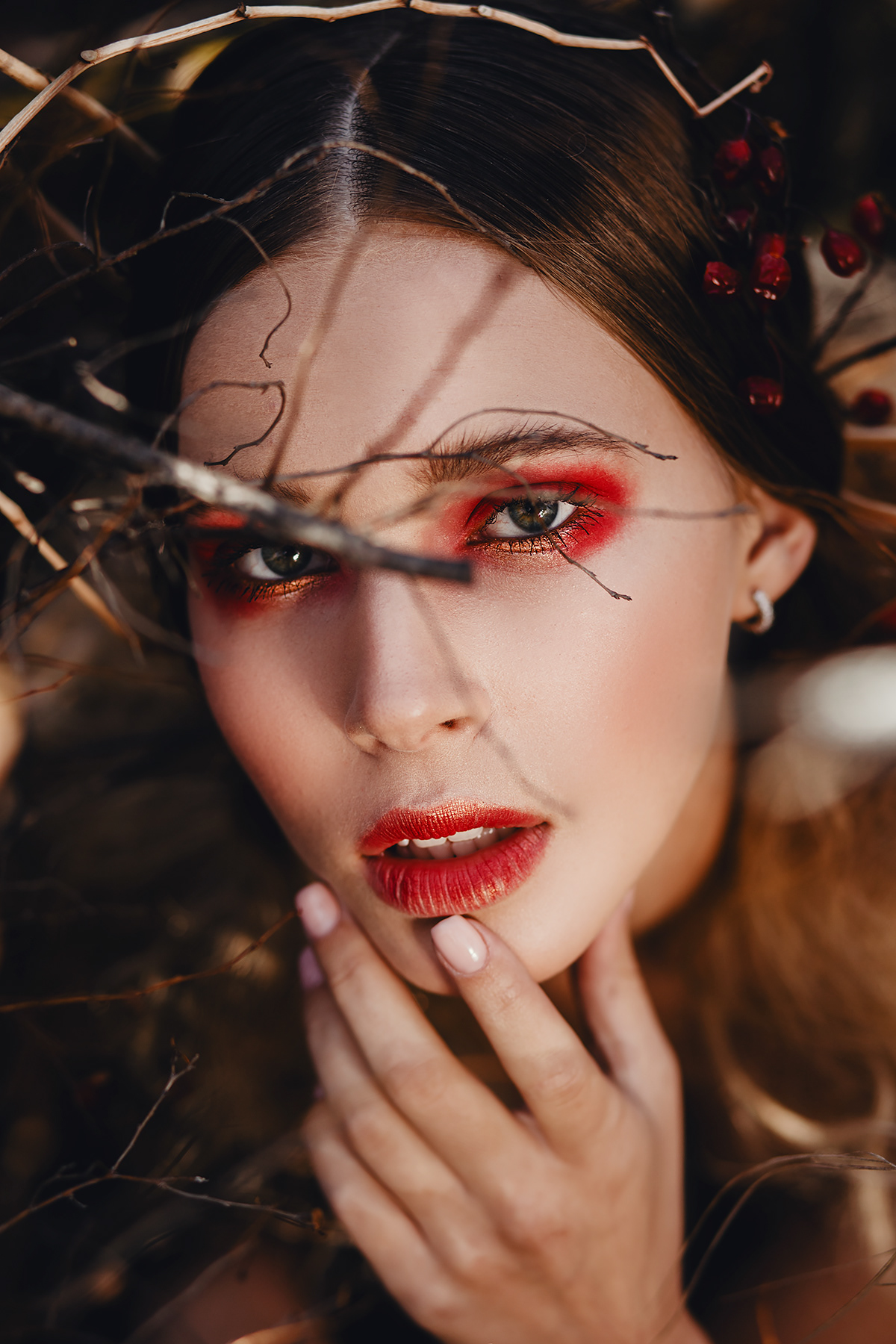 Fashion  retouch model MUA MUAH makeup forest face light art