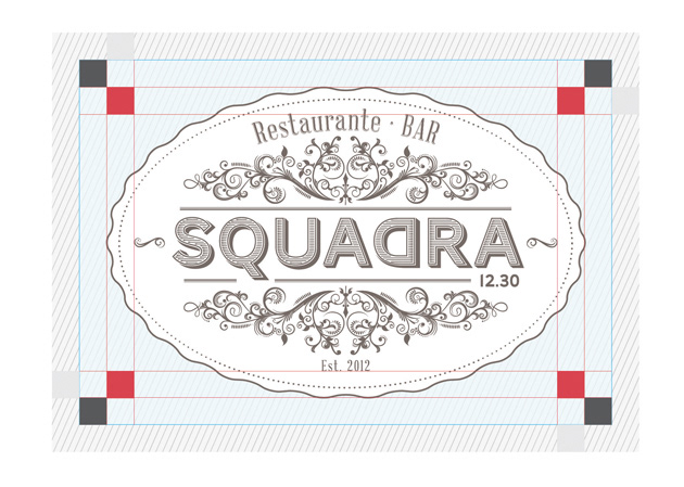 squadra square logo Logotype Logotipo restaurant bar Mexican vintage Victorian ornament