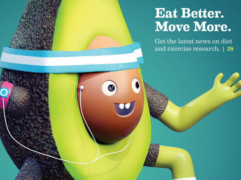 3D CG vray Maya Zbrush art avocado exercise sports Eating  Health