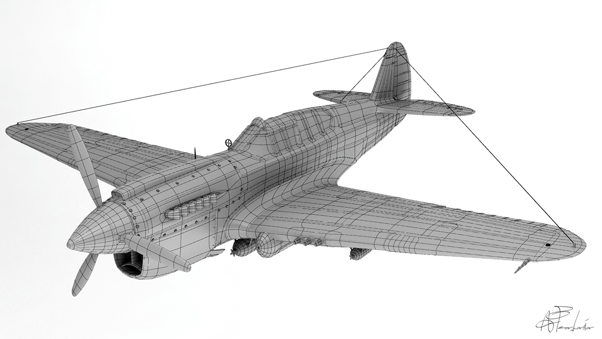 p40e1 3D modeling artwork Aircraft worldwar Military