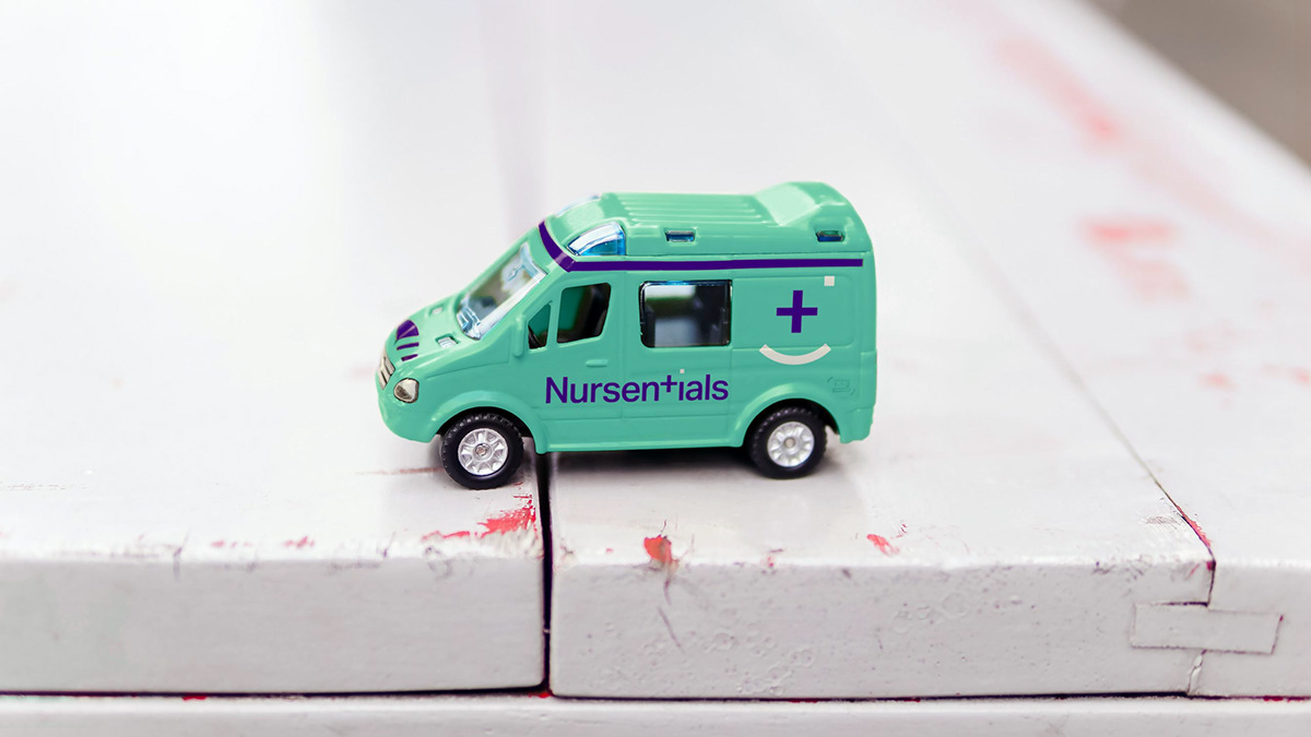 Nursentials - Brand Identity for a medical supplies company - toy ambulance client gift