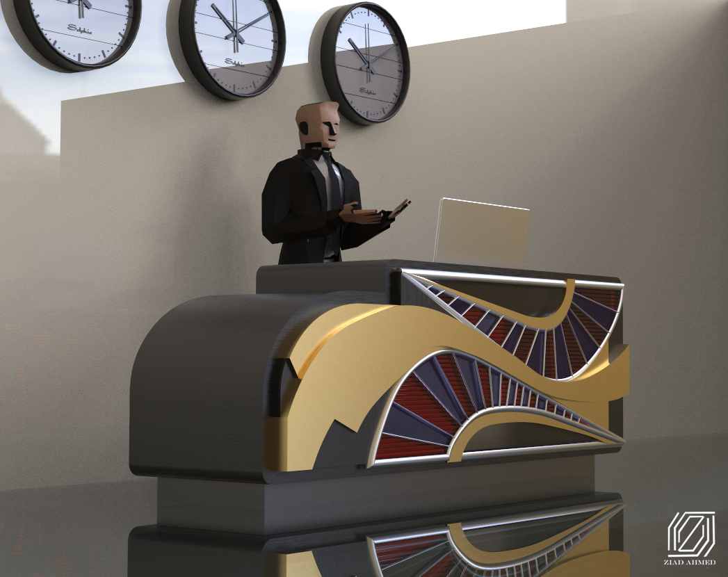 counter counter design Interior design stained glass hotel Render 3D interior design  modern