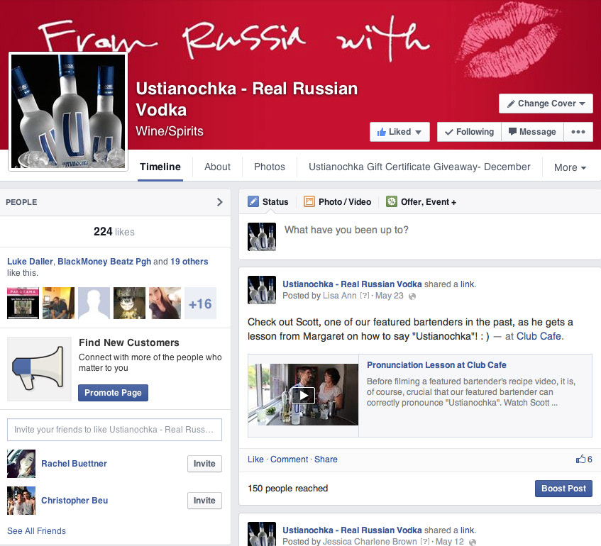 marketing   Vodka Ustianochka product social media facebook Web Online Advertising Promotion