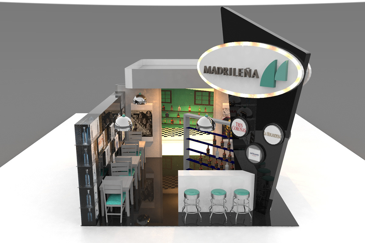 expo Stand exhibición Exhibition  feria 3D booth 3D model Render rendering