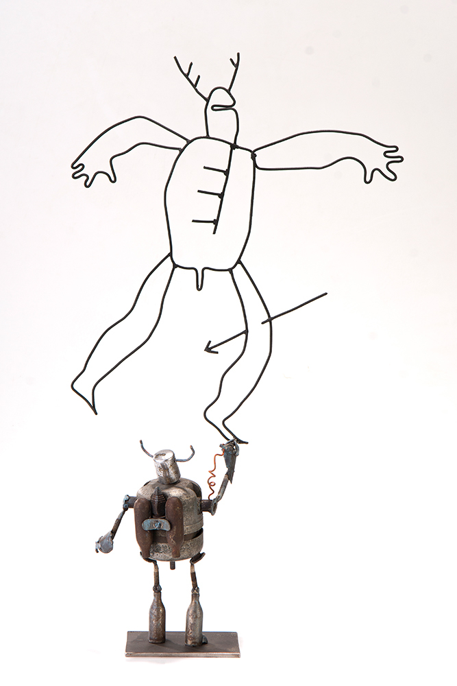Otto Szabo robotto robots recycling sculpture metal lunch break warriors figures design fine art
