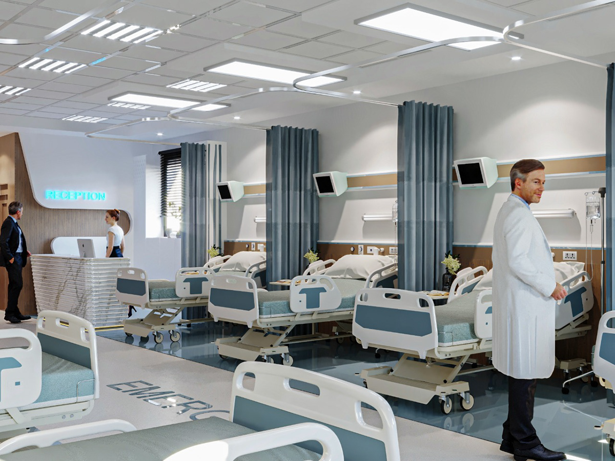 3D 3ds max bed corona doctor Health hospital interior design  medical Render