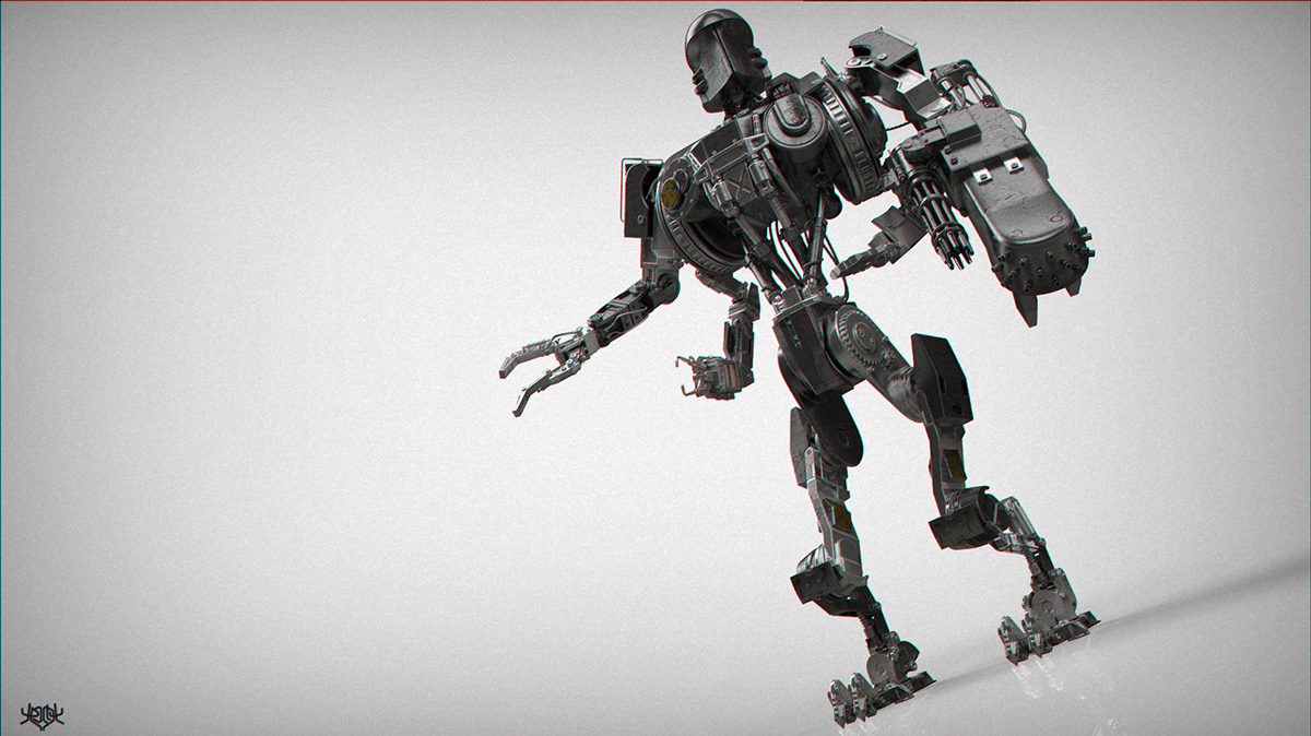 robot  cain  mech robocop 3D 3dsmax rendering MentalRay vray