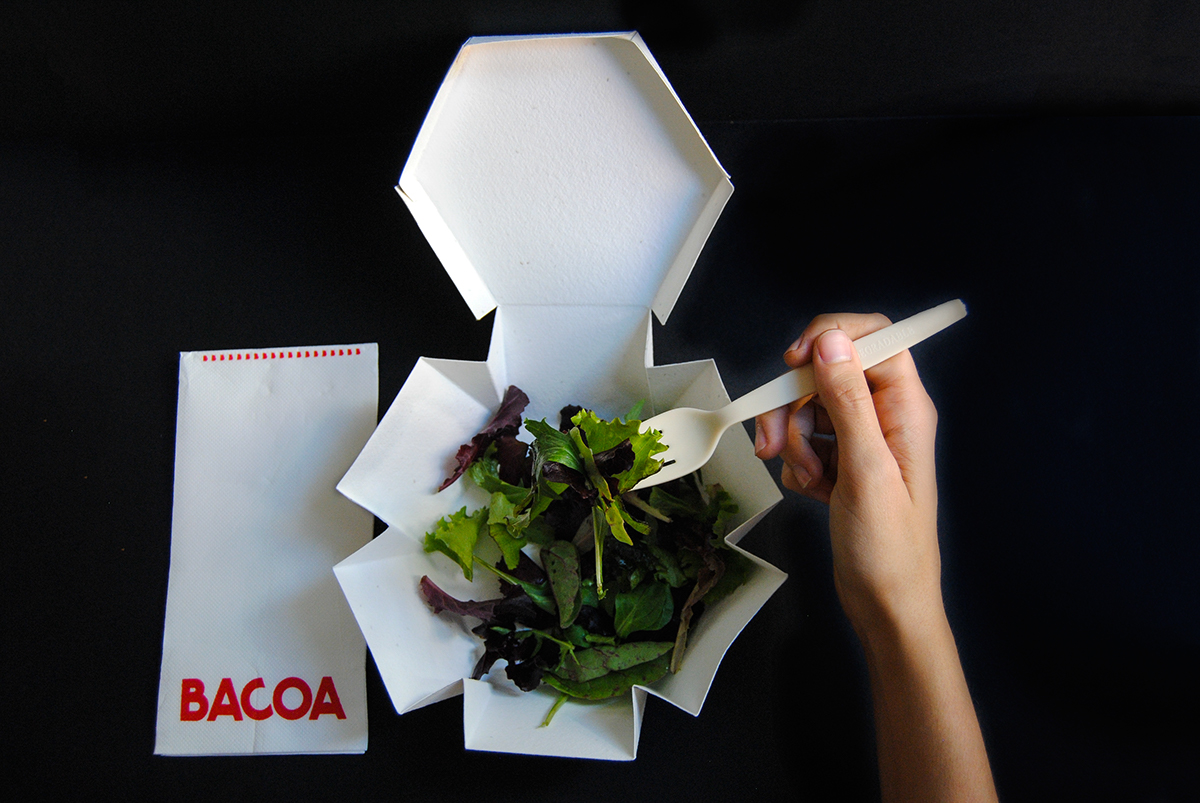 Packaging handmade burger hamburger Bacoa ecopackaging biodegradable Plant origami  seeds paper