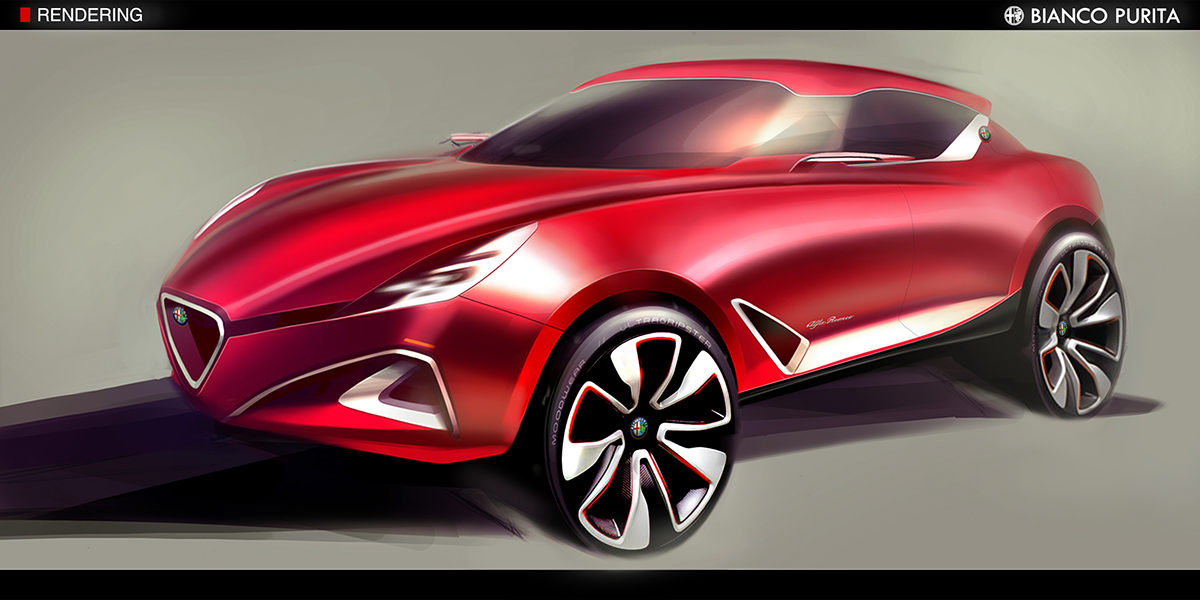 alfa romeo red suv sketch transportation car design compact