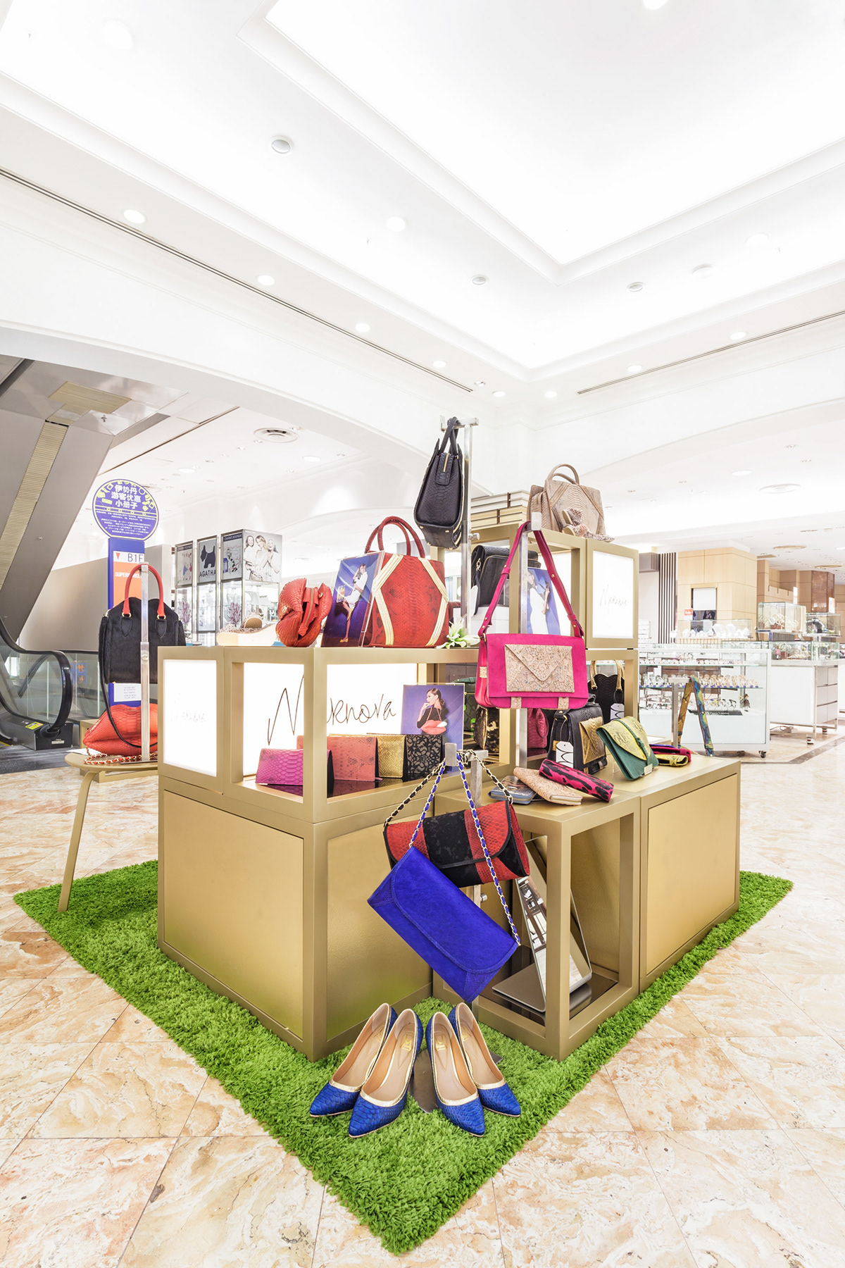 Marnova indonesia singapore Isetan store shoes bags phyton leather accessories Canon Interior