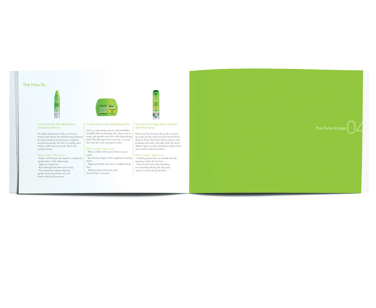 Garnier Fructis Trolls hair product clean white space green Hair Product campaign Catalogue simple