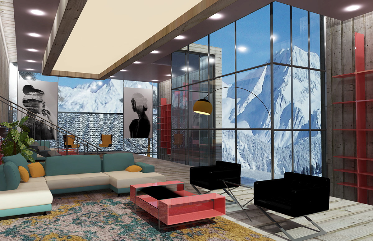 interiordesign 3dsmax 3dsmaxdesign mountainhouse DigitalRendering