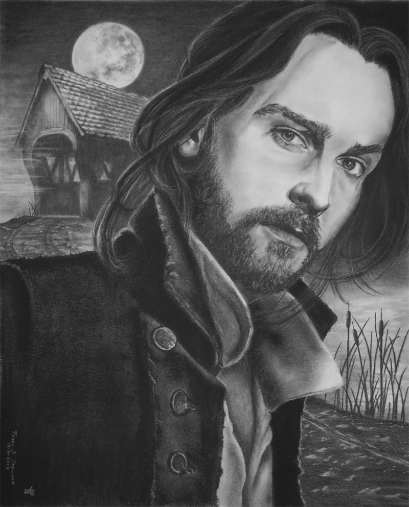 Sleepy Hollow Ichabod Crane tom mison charcoal portrait