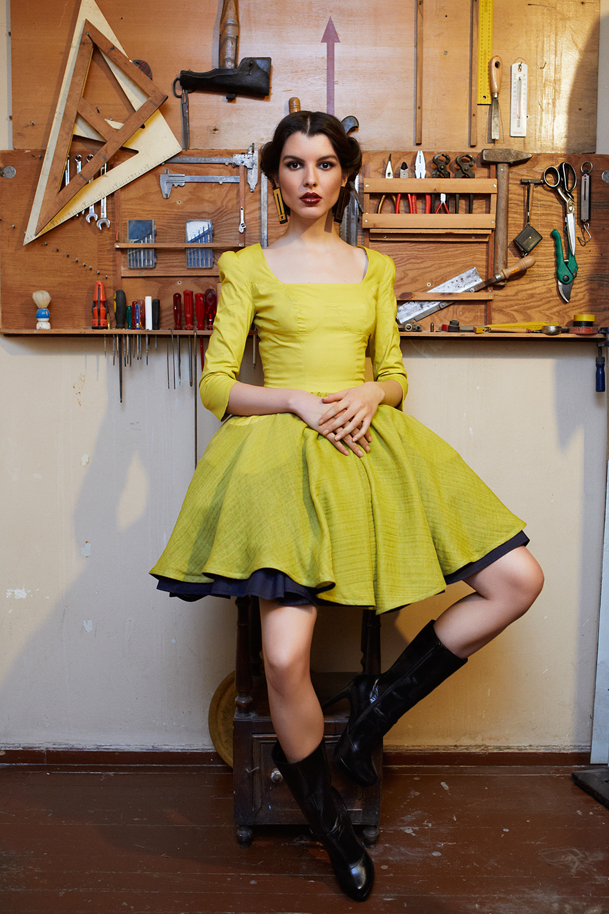 knapp 40's dress Retro costume Peplum   pencil skirt