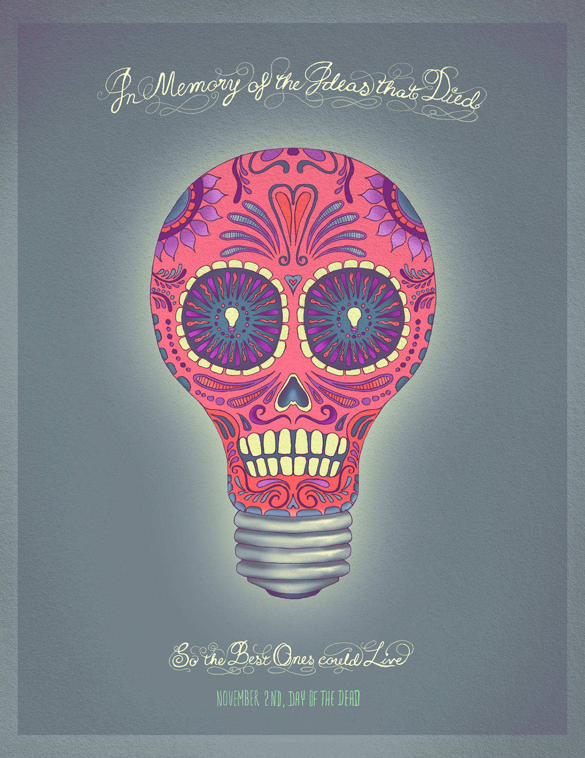 diadelosmuertos poster Mexican Art handwritten day dead Communication Arts CommArts Illustration Anual day of the dead Dia De Muertos lapiz skull