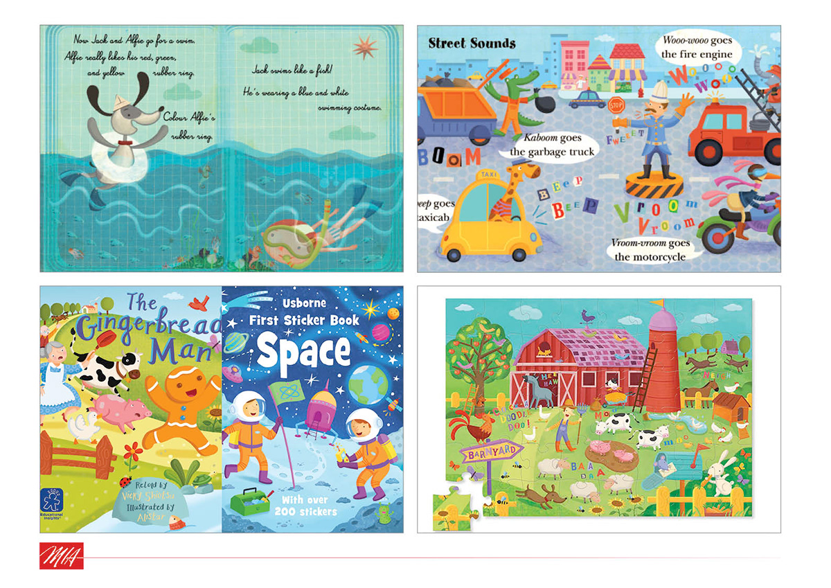 graphicdesign illustations Mia illustrations agency graphic layout catalog Illustrations for children Project fable