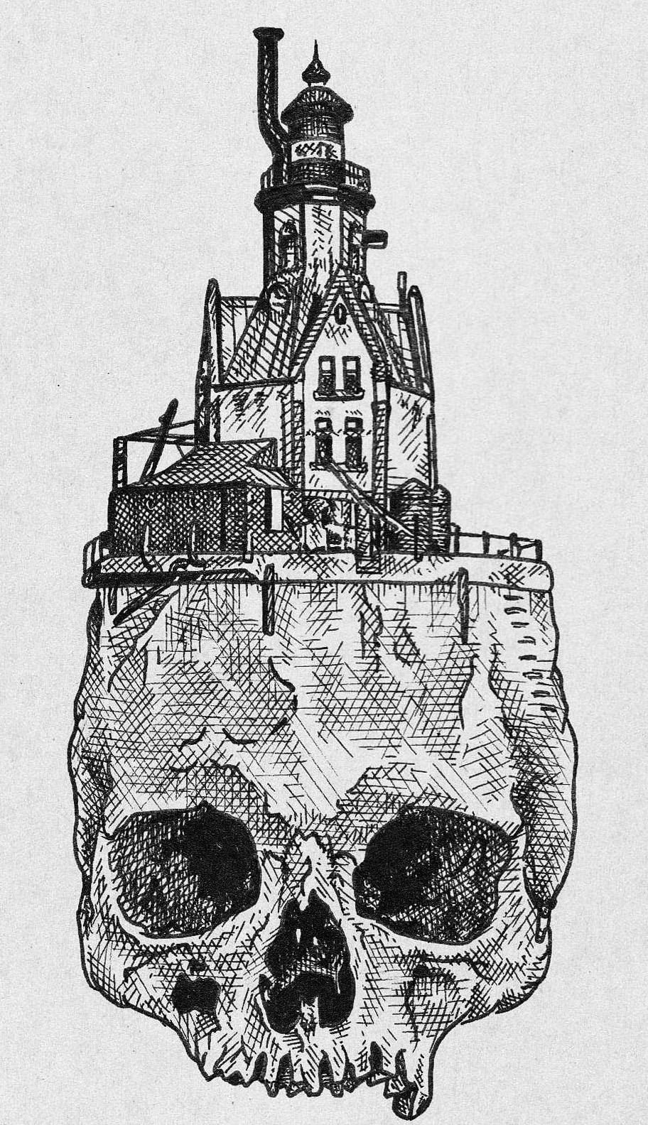 draw skull lighthouse skulls light house Copic pen ink sketch sketching