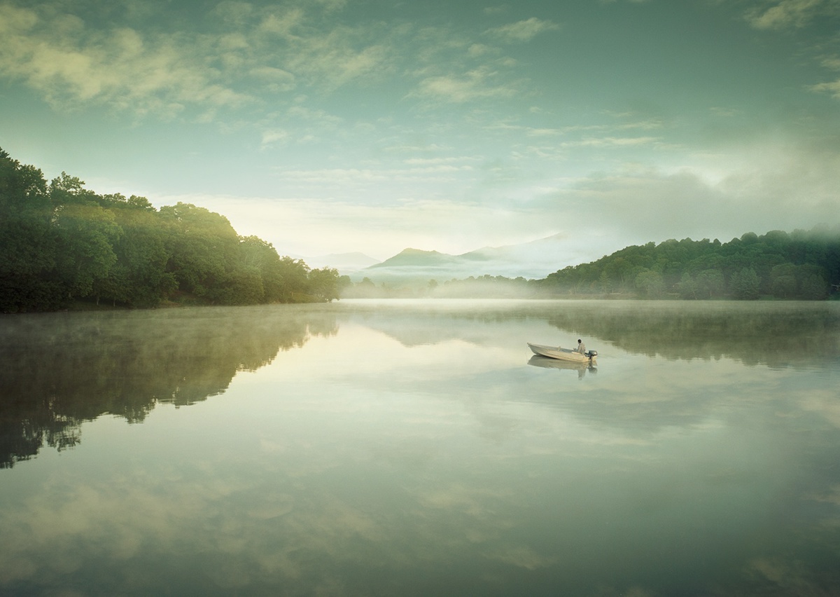 lake water Landscape morninglight fog mist soft light art boat silence color Christian Schmidt atmosphere